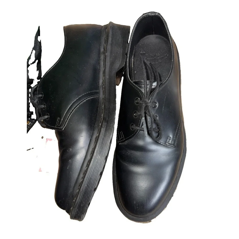 Dr Martens Oxford Shoes Mens Size 8 Us 1461 Mono Black Smooth Leather Dress
